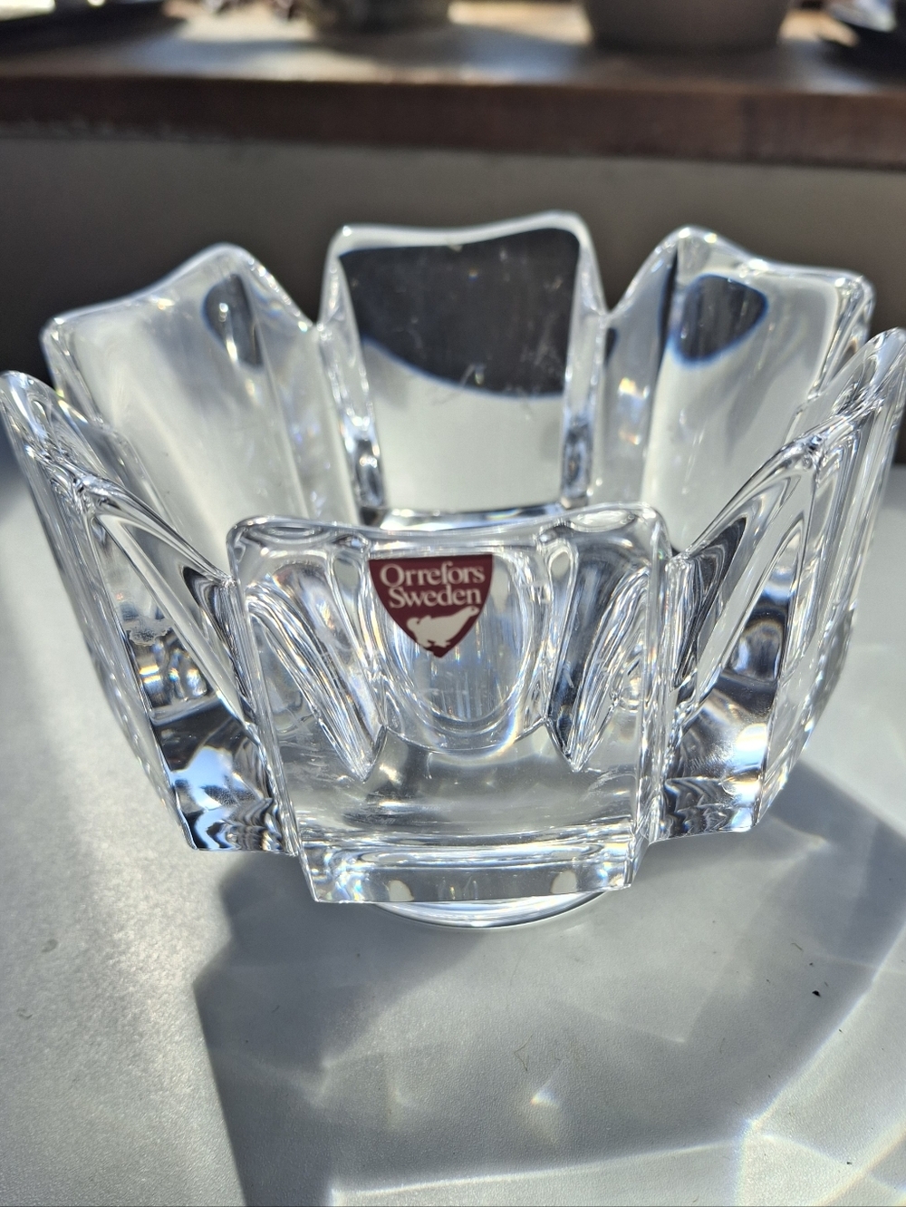 4.5"  Vintage Orrefors Sweden Crystal Bowl Sculpted Glass Candy Dish Home Decor